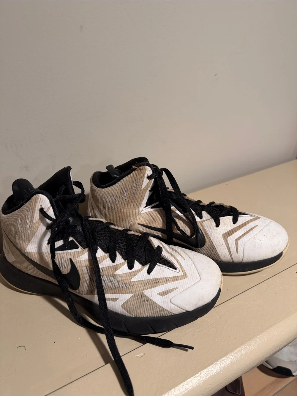 Nike Kids White Tan & Black High-Top Sneakers